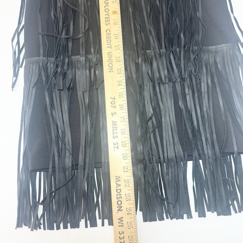 Womens Faux Leather Fringe Skirt Black Boho Western Festival Cowgirl Size 2 - Picture 9 of 9